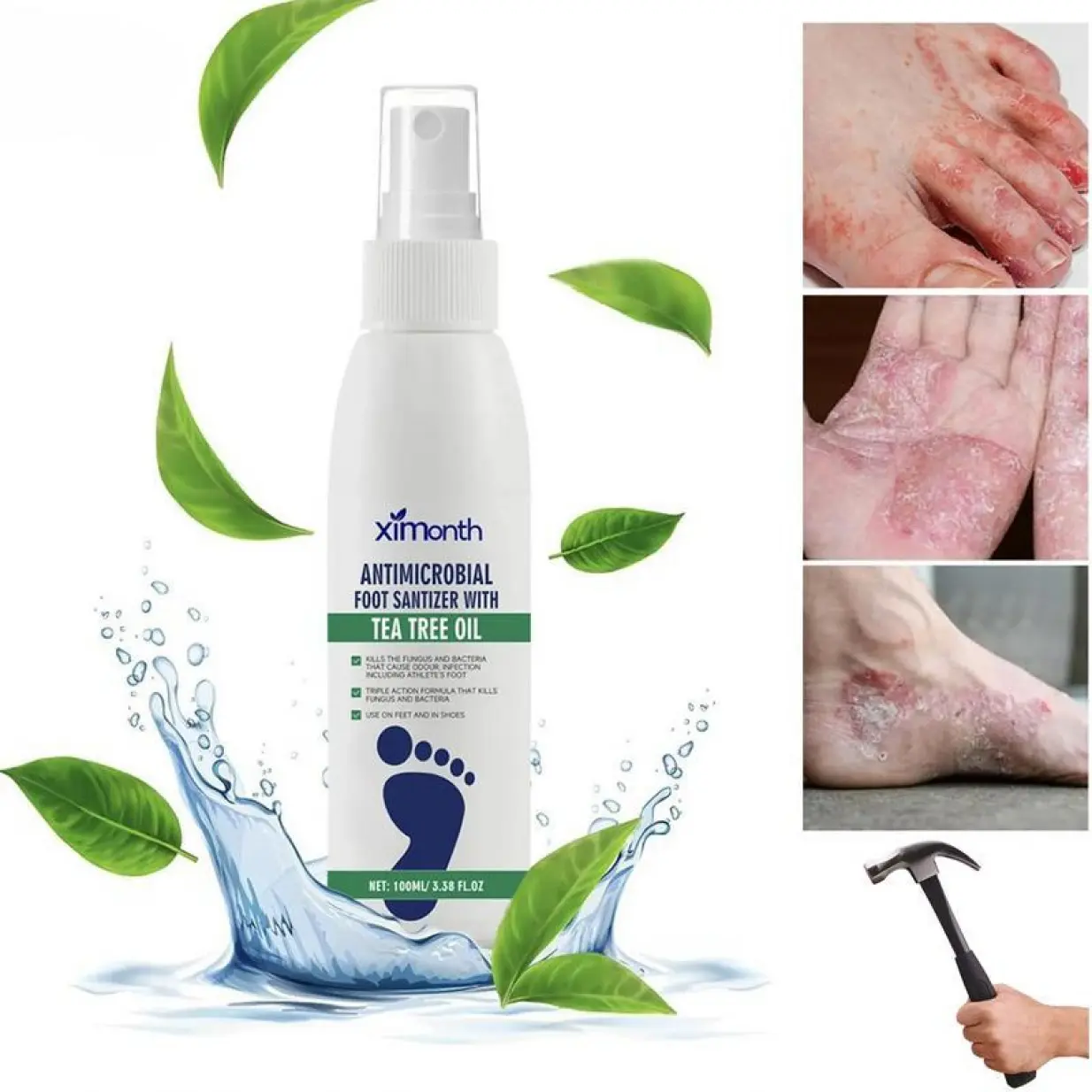 Antifungal Foot Spray with Tea Tree Oil & Oregano Leaf – 3.38 fl oz (100ml) |   Clinically Tested for Athlete’s Foot (Tinea Pedis) |   Stops Itching, Fights Odor & Fungus |   Long-Lasting Protection
