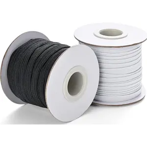 Elastic Band for Sewing, 1/4 Inch 30 Yards 2 Roll Knit Elastic Bands High Elastic Cord for Sewing Waistband and Pants (15 Yard White, 15 Yard Black)