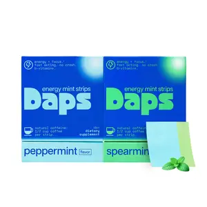 Daps Energy & Focus Fresh Mint Strips Energy Supplements 2-Pack (20 Strips) - 45mg Natural Caffeine, B6/B7/B12 Vitamins, Sugar-Free, Fresh Breath, Peppermint & Spearmint Flavors