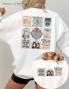 Gilmore Girl Stamps 2Sided Unisex Sweatshirt, Full Size - Full Colors Halloween Gift Ideas, Spooky Autumn Tee, Funny Gilmore Girls Inspired Top