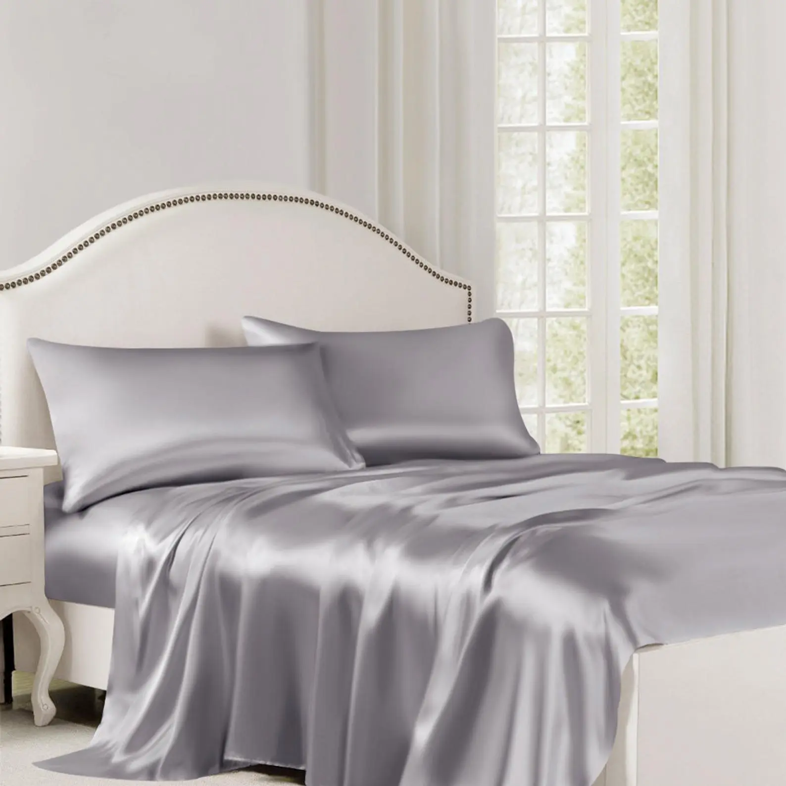 Moonberry Silk - 19MM Silk Flat Sheet, Soft Beddings, Pure Silk, Sheets, Summer, Better Hair & Skin, Comfortable, Contemporary, Colors