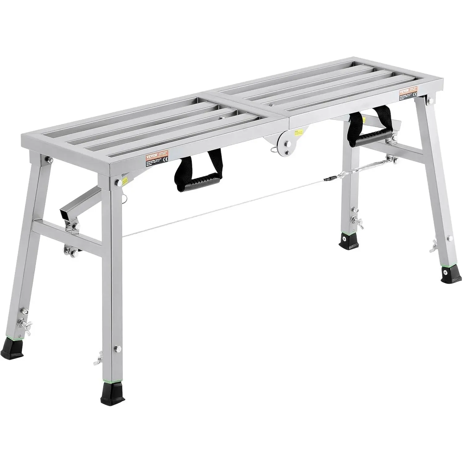 VEVOR Work Platform, 39"x 12" Portable Scaffolding Platform, Folding Steel Step Ladder Adjustable Height 19.7"-29.1", 400 lbs Load Capacity, Non-Slip Drywall Painting Stool for Cleaning &Washing