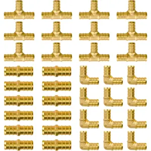 Pex Fittings 1/2 Inch, 36 PCS 1/2 Inch Pex Fittings Set, 12 Each PEX Elbow Tee Coupling, 1/2" Pex Fittings For Pex Pipe, No Lead Brass, ASTM F1807