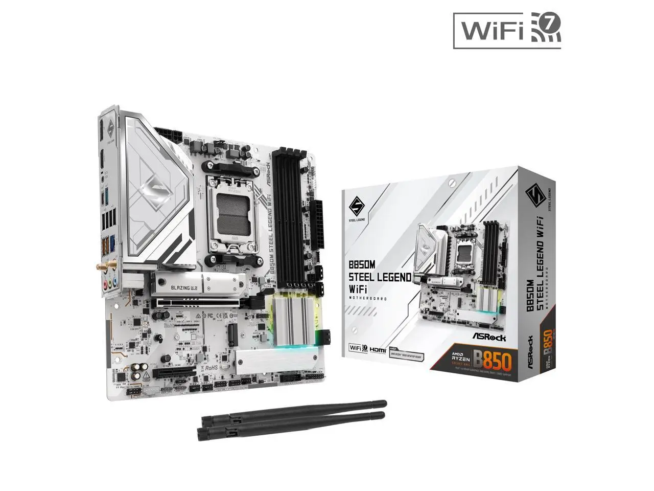 ASRock B850M STEEL LEGEND WIFI AM5 AMD B850 Micro ATX Motherboard ASRock B850M STEEL LEGEND WIFI AM5 AMD B850 Micro ATX Motherboard