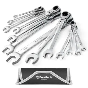#SpringGlowUp DURATECH Flex-Head Ratcheting Combination Wrench Set, SAE, 13-Count, 5/16'' to 1'', CR-V Steel, with Rolling Pouch
