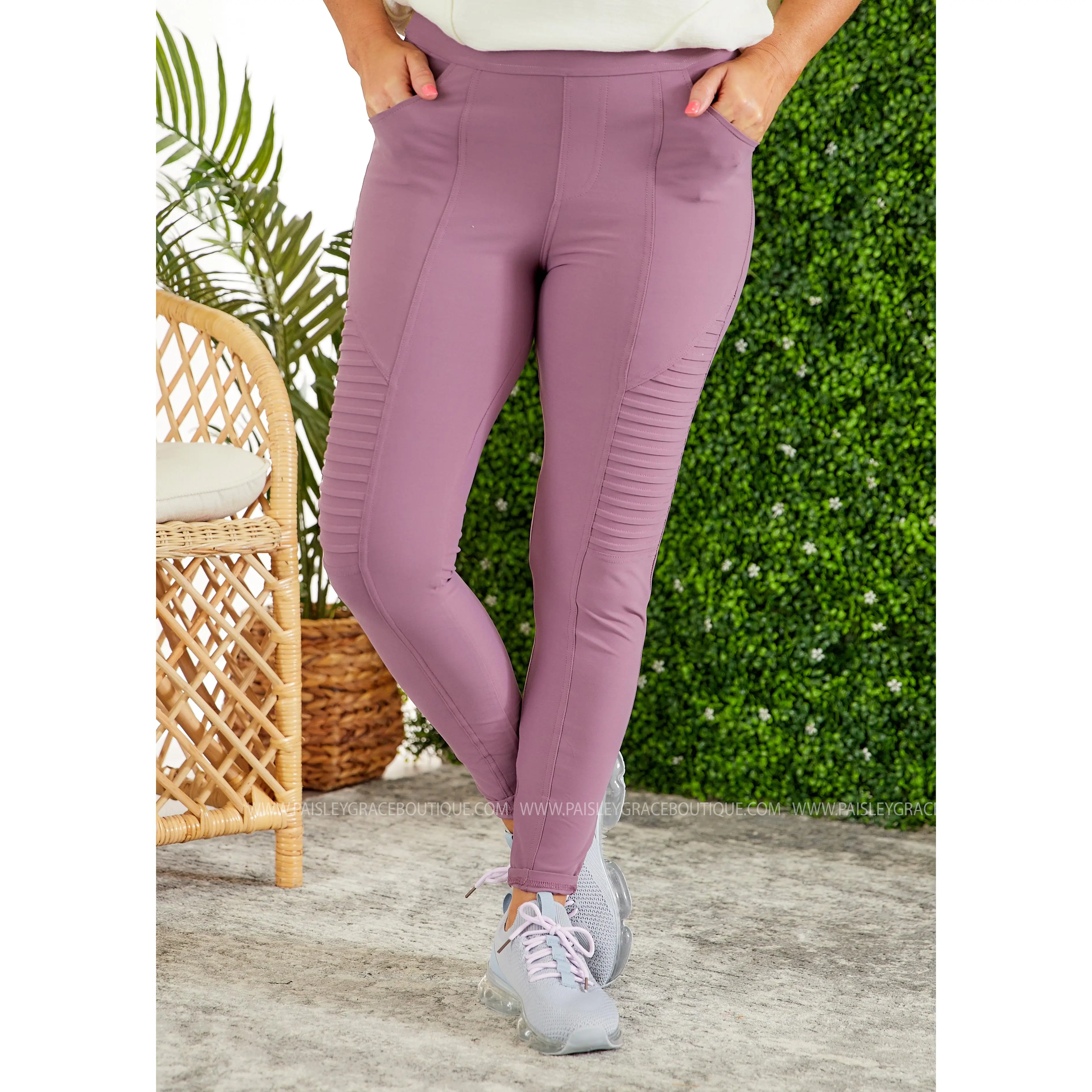 Mauve Moto Leggings - FINAL SALE