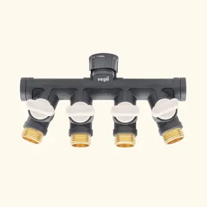 Vego Garden 4-Way Hose Splitter - Retractable Garden Hose Reel Connector for Easy Watering & Lawn Care Tasks Vego Garden 4-Way Hose Splitter - Retractable Garden Hose Reel Connector for Easy Watering & Lawn Care Tasks