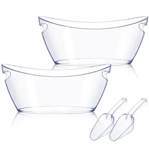 Ice Bucket 2  Buckets For Parties Mimosa Bar Supplies Beverage Tub And Scoops Champagne Beer Sparkling Wine Cocktails(5.5l)extra Large Model (clear)