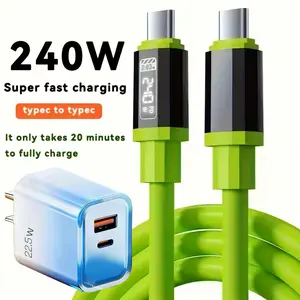 Buy 1 Get 1 Free 240W Fast Charging Cable, Mobile Data Cable, Smart Quick Charge, High-Power Fast Charging, Compatible with Apple Type-C Charging Smartphone Cellphone