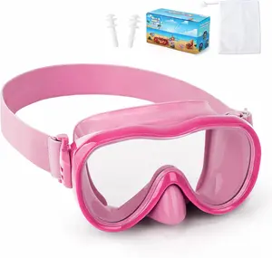 Swim Goggles with Nose Cover, Anti-Leak Swim Mask with Elastic Fabric Strap, UV Protection Swimming Goggles for