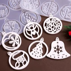 Christmas Silicone Molds Set with Tree Snowflake Bell Designs for DIY Resin Craft Plaster Casting Baking Cake Chocolate