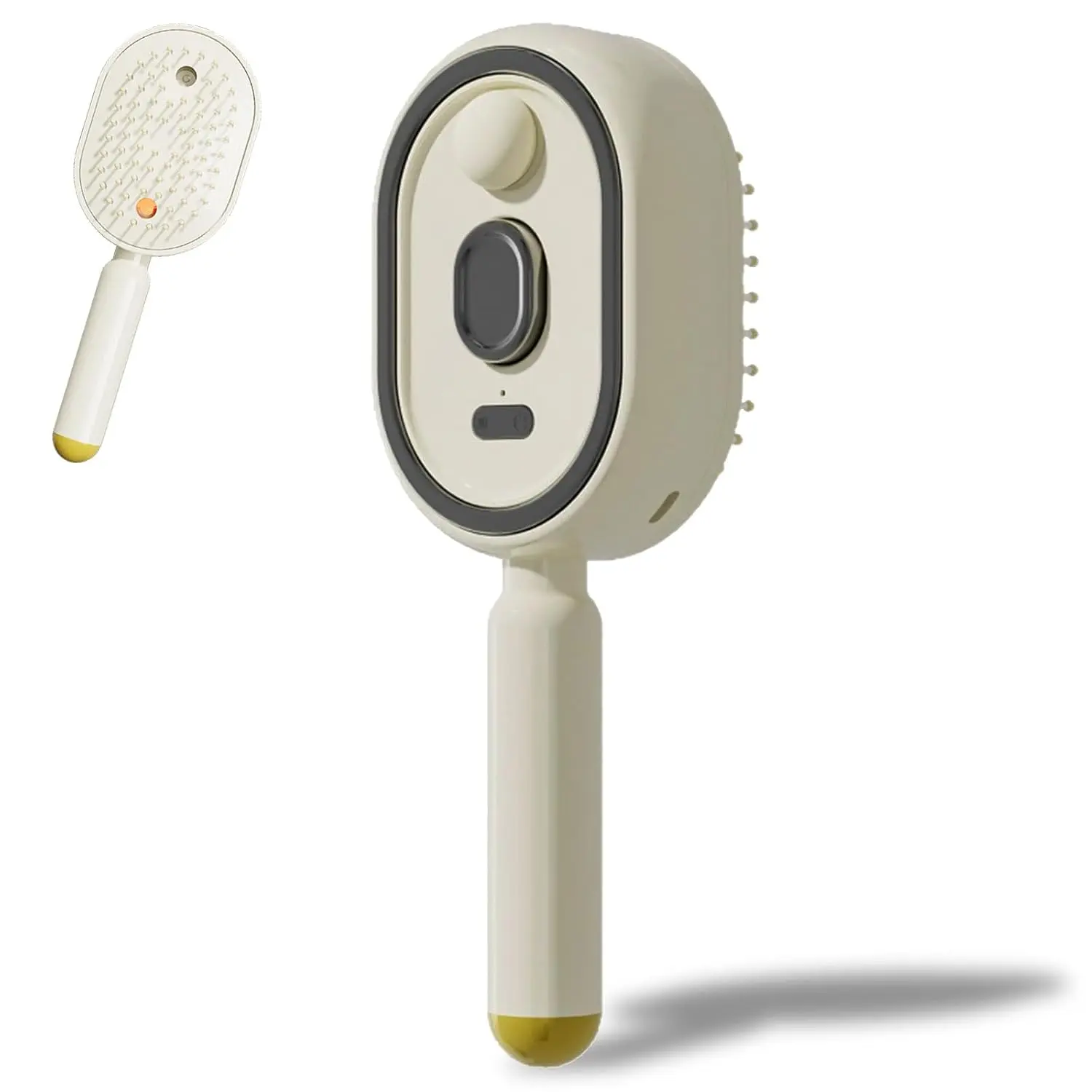 Electric Spray Air Cushion Massage Comb, Detangling Brush with Nano Mist Sprayer, Steam Brush for Hair and Scalp Care (Off-white)