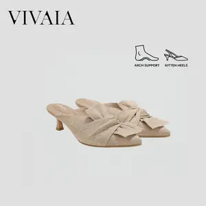 VIVAIA Arch Support Miami  Pointed-Toe Bow Summer Heel Sandals, Kitten Heel Sandals, Summer Sandals, Cushioned Sandals, Walking sandals, Suitable for Vacations, Wedding, Office, Parties (Samira)