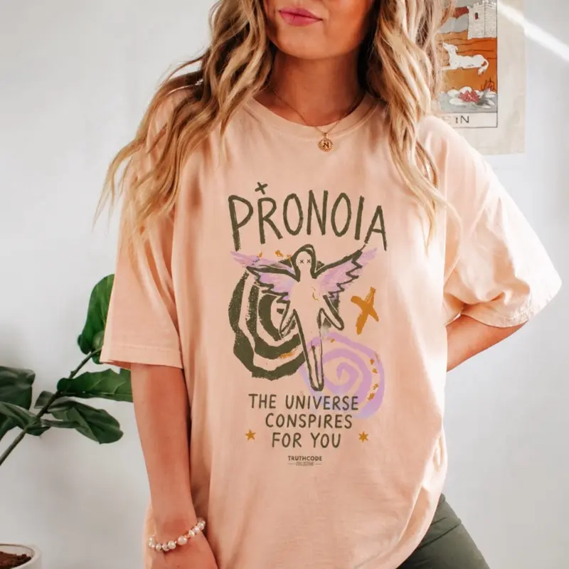 Organic PRONOIA Cotton Tee, Inspirational Graphic T-Shirt, Spiritual Top, Womenswear, Crewneck, Eco-Friendly, Unisex Fit [GOTS + OCS Certified]