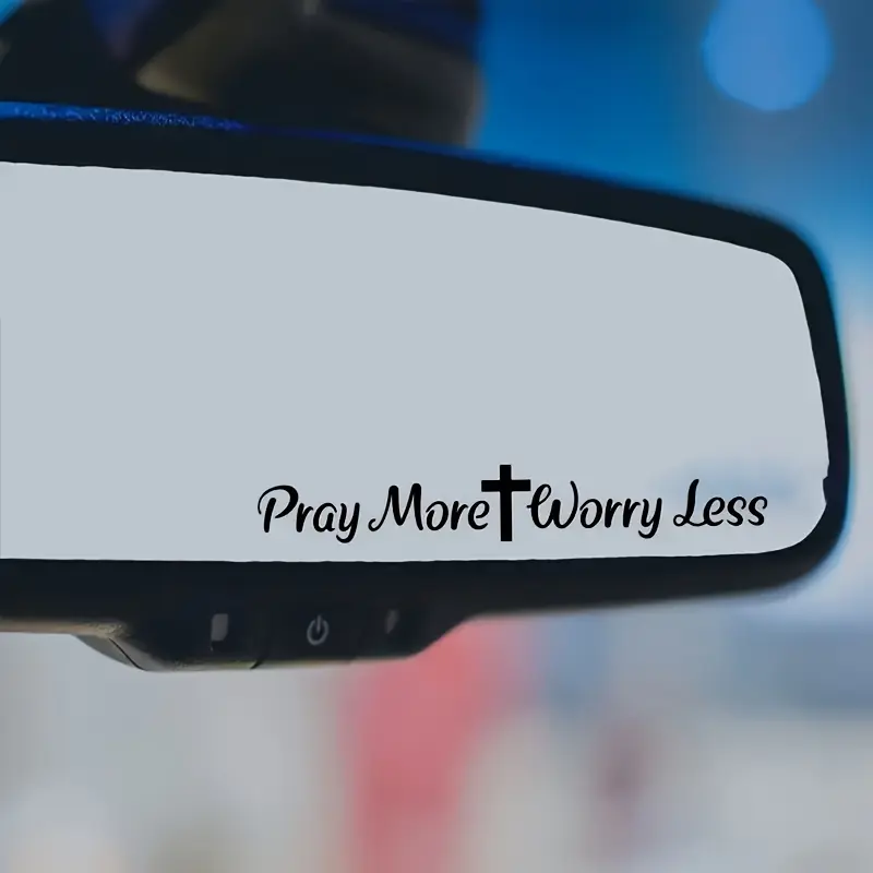 2PCS/SET Faithful Reflections "Pray More, Worry Less" Car Mirror Stickers - Durable vinyl rearview mirror stickers for religious car decoration Automotive Accessories Car Decals, Automobile Decals, Sticker For Cars, Car Decorative Sticker
