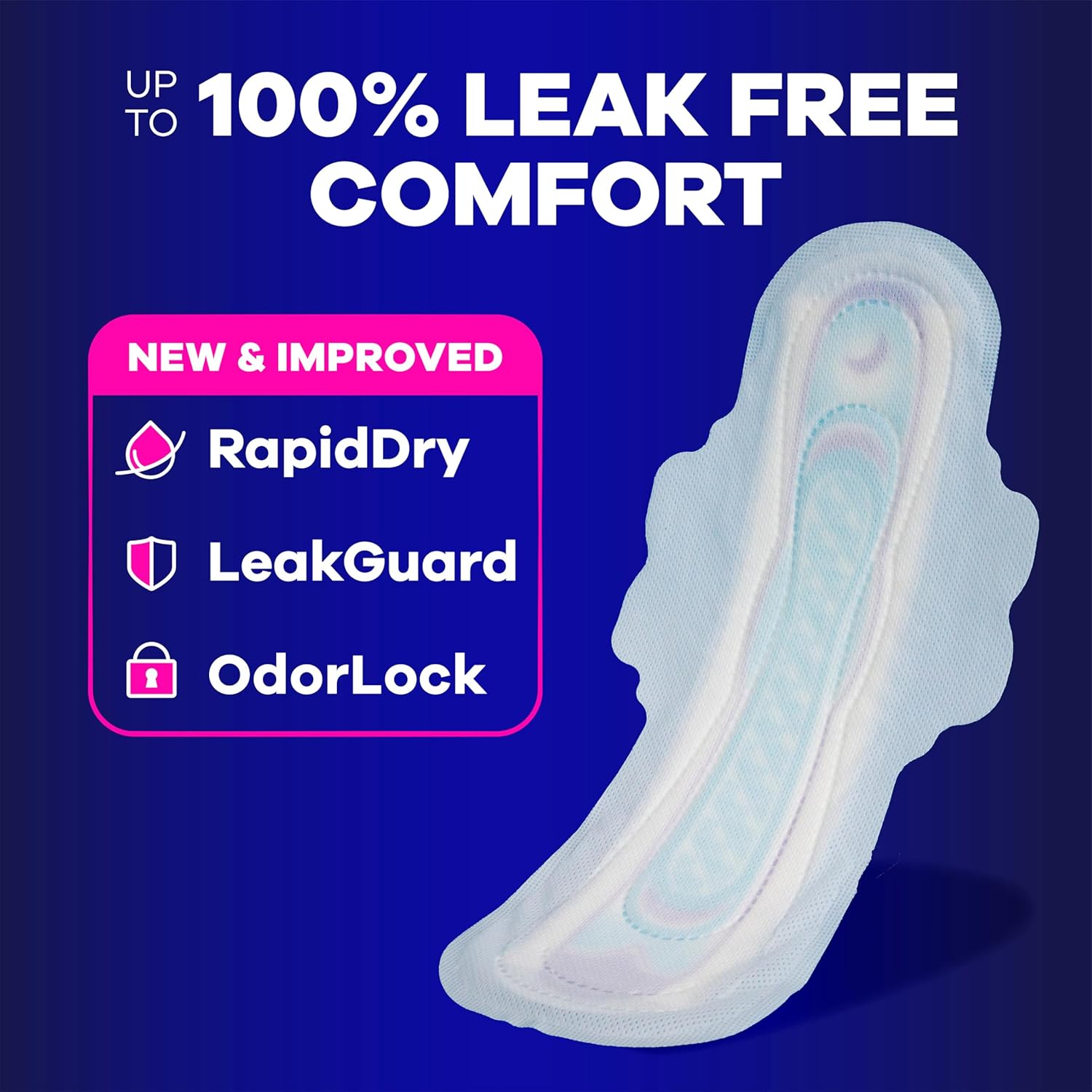 Always Ultra Thin Feminine Pads with Wings Size 5 Extra Heavy Overnight Absorbency 34 Count Leak-Free Comfort RapidDRY Technology