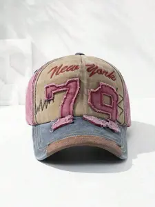 Vintage Patchwork Embroidered Baseball Hat, Truck Driver's Hat With Colorblock, Embroidery, Vintage Number, Lightweight & Adjustable Size' MusicFest Y2KFest Back To School Autumn Halloween Halloween Winter Adjustable Snapback Cap