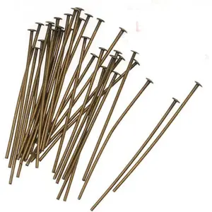 200 PCS Flat Head Pins Jewelry Making Needles Earrings Beading Findings Bracelets Necklaces Beads Clasp Connector Accessories Materials (Bronze, Head Pin 60 mm)