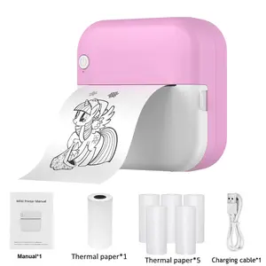 2026 New Model/Mini Thermal Label Printer: Error Correction Text Photo Small Pocket Printer，Portable Bluetooth Inkless Printpods, Pocket Label Maker Suitable for Creative Kids DIY, Diaries, Photos, Study Notes -Pink/Blue