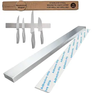 Premium Magnetic Knife Strip for Wall No Drilling 16 Inch Stainless Steel Magnetic Knife Holder with Neodymium Magnet Strong Adhesive Tape Lightweight Kitchen Magnet Knife Bar