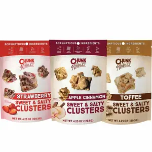 Chunk Nibbles Variety Snack Pack - Strawberry, Apple Cinnamon, Toffee Clusters - Gourmet Sweet & Salty Treat - Handcrafted, No Artificial Colors - 4.25oz Resealable Pouch (3 Pack)