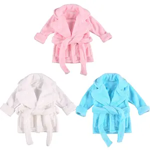 Unisex Baby Plush Bathrobe Plain Kimono Gown Newborn Toddler Girls Boys Towel Robe Nightwear Clothes