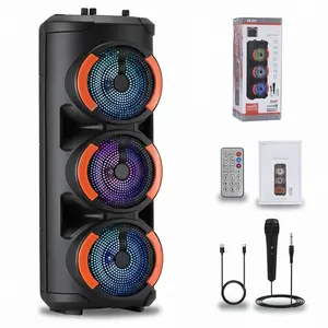 LOUD Bluetooth Party Speaker BT Karaoke Portable Heavy Bass Stereo Sound & Mic, Triple 6.5“ Subwoofer Heavy Bass, FM Radio, MP3 Player, Loud Stereo Speaker for Home Outdoor Party Camping