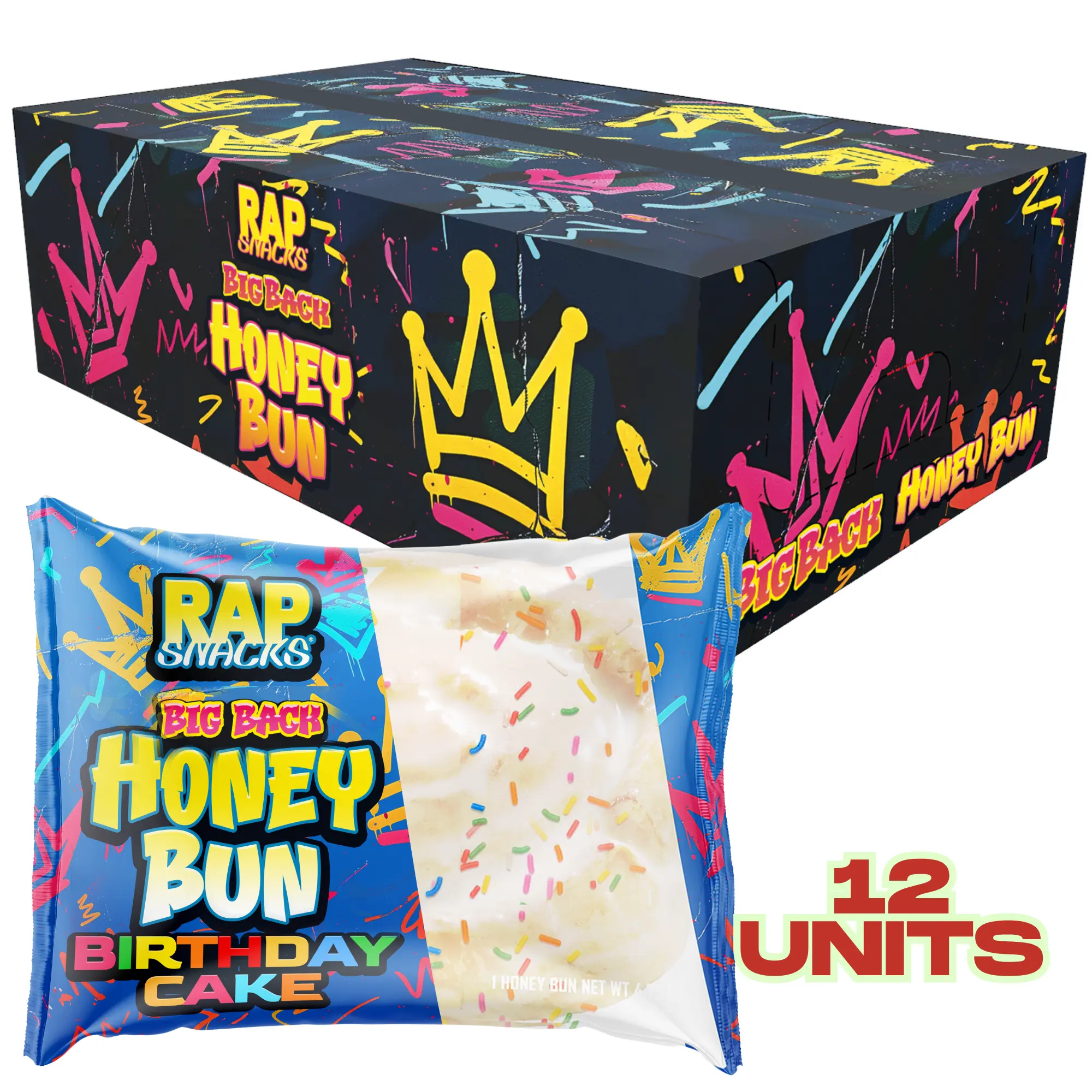 Rap Snacks Big Back Birthday Cake Honey Bun (Case of 12)