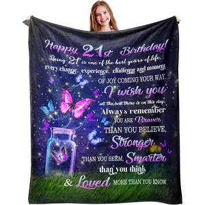 21st Birthday Gifts for Her, 21 Year Old Birthday Gifts for Her, Gifts for 21st Birthday Female, Gift for 21 Year Old Female, 21st Birthday Decorations, 21st Birthday Gifts Flannel Blanket