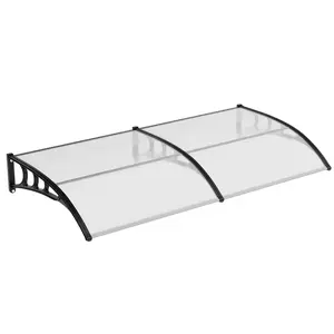 [FLASH SALE] arvee Clear Polycarbonate Outdoor Door Awning Canopy - 40"x80"- UV, Rain, Snow, Sun Protection - Sturdy Plastic Steel Bracket - Home Window & Entrance Shelter - Transparent Color