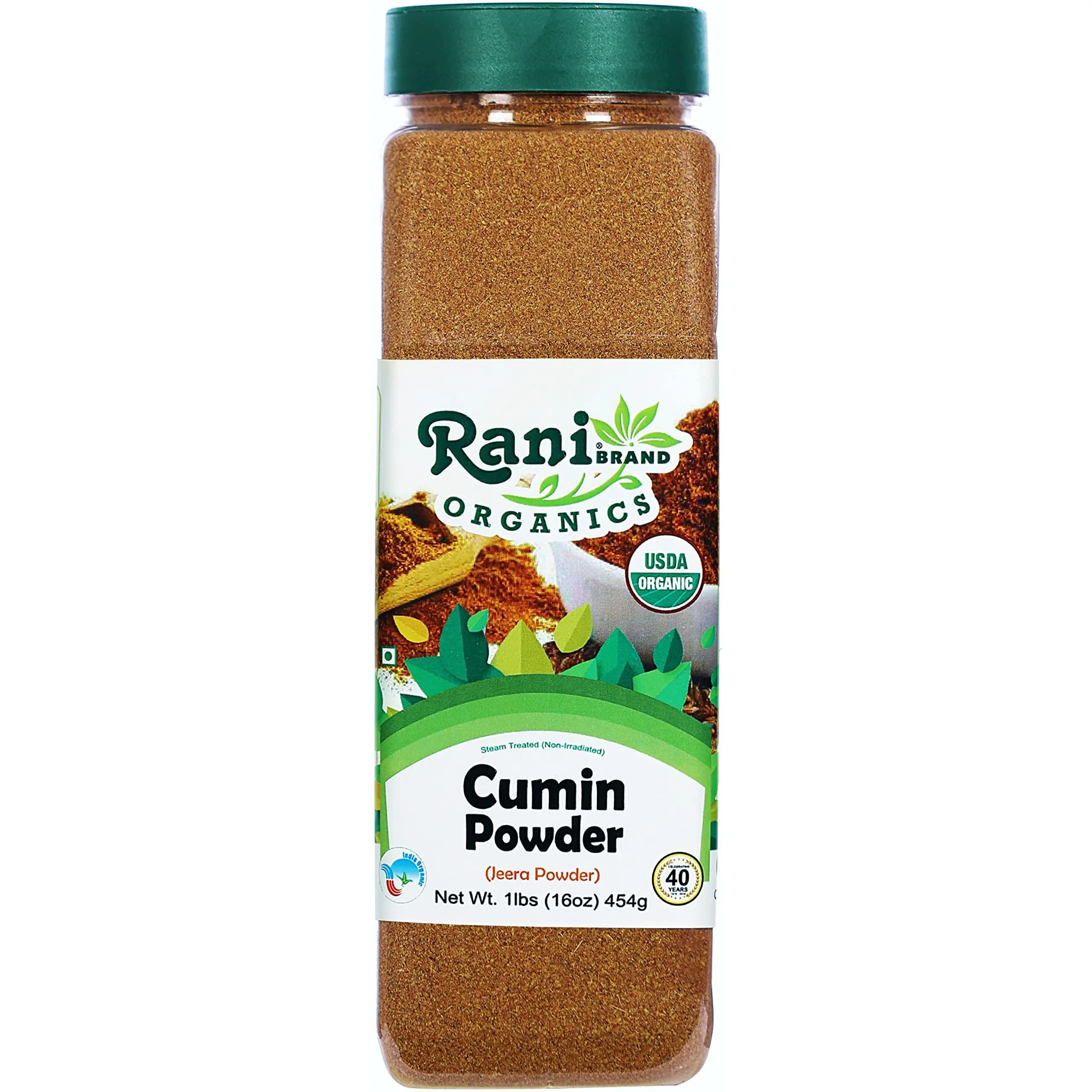 Rani Organic Cumin Powder (Jeera Powder) 16oz (1lb) 454g PET Jar ~ All Natural | Vegan | Gluten Friendly | Indian Origin | USDA Certified Organic