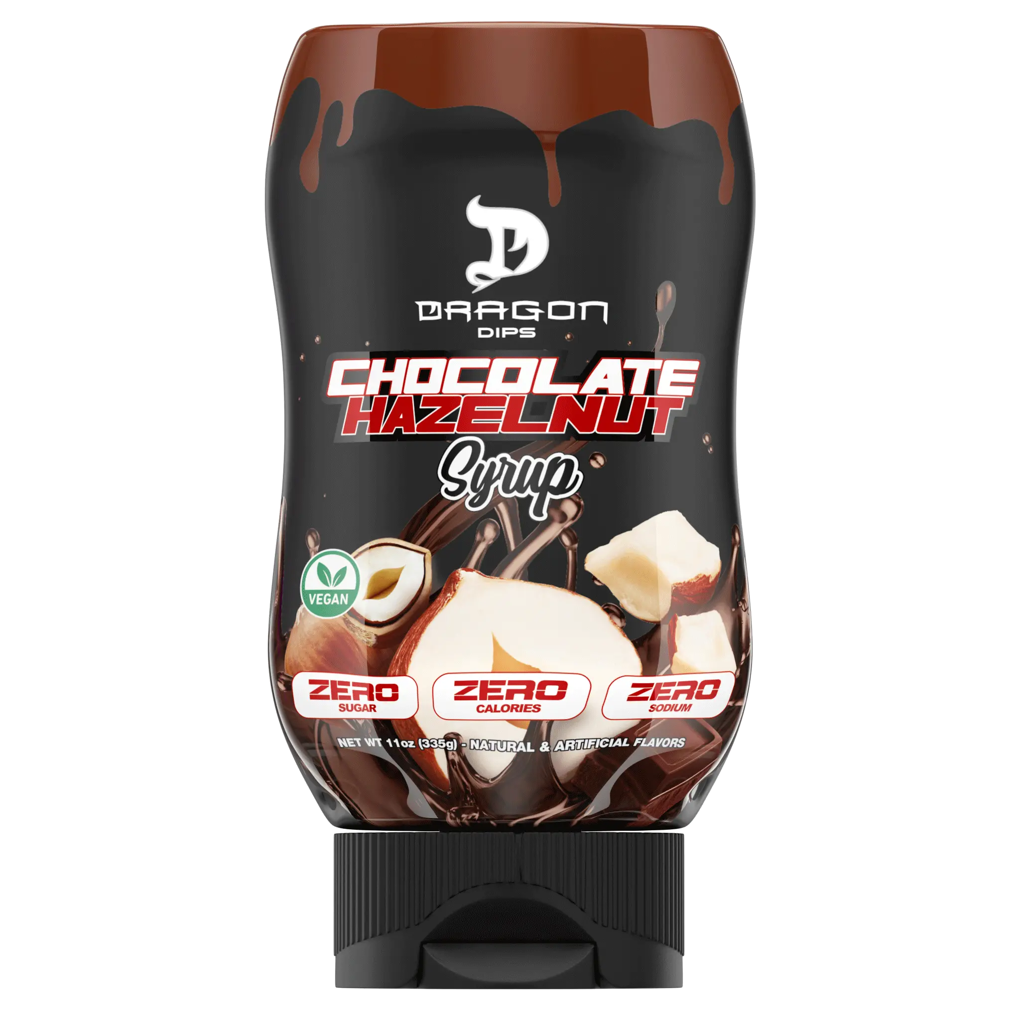 Dragon Dips Chocolate Hazelnut Syrup – Zero Sugar, Zero Calorie & Zero Sodium – 335g