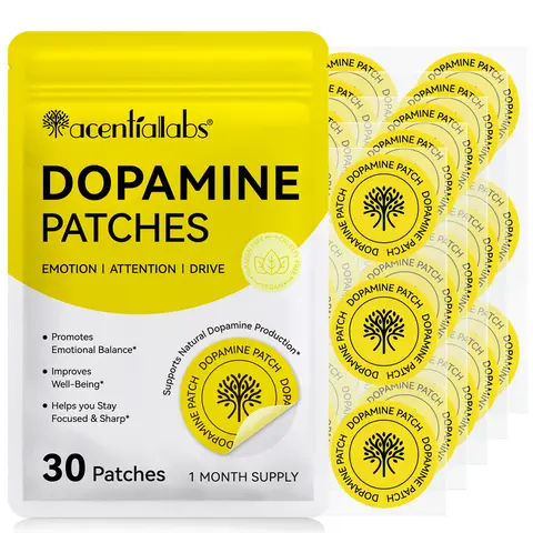 [NEW] Acentiallabs Dopamine Patches (30 Count, 1-Month Supply) - Skin-Friendly Breathable Wellness Supplement with Tyrosine, Ceramides, Focus Boost, Brain Fog Relief, Natural Dopamine Production Support; Easy Use Before/After Work, Study, Workouts, Dopami