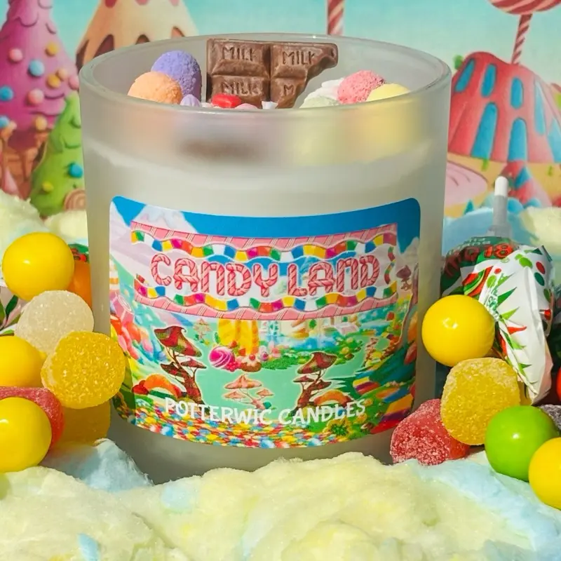 Candy Land Candle - Decorative Candle with Colorful Sweets, Ideal for Holiday Gifting and Decor