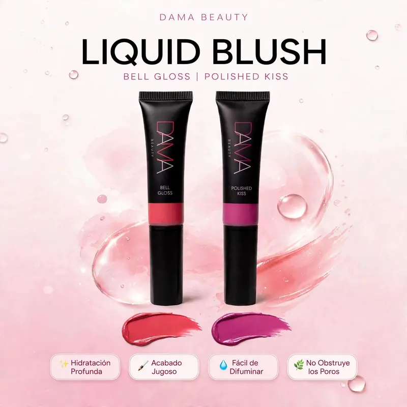 Dama Beauty Pink Liquid Blush - Hydrating, High-Pigmented, Creamy Matte Cheek Tint for Adults, Vegan, Cruelty-Free, Non Toxic, BHT-Free, Water Resistant, Lightweight Natural Look, All Skin Types Everyday Makeup
