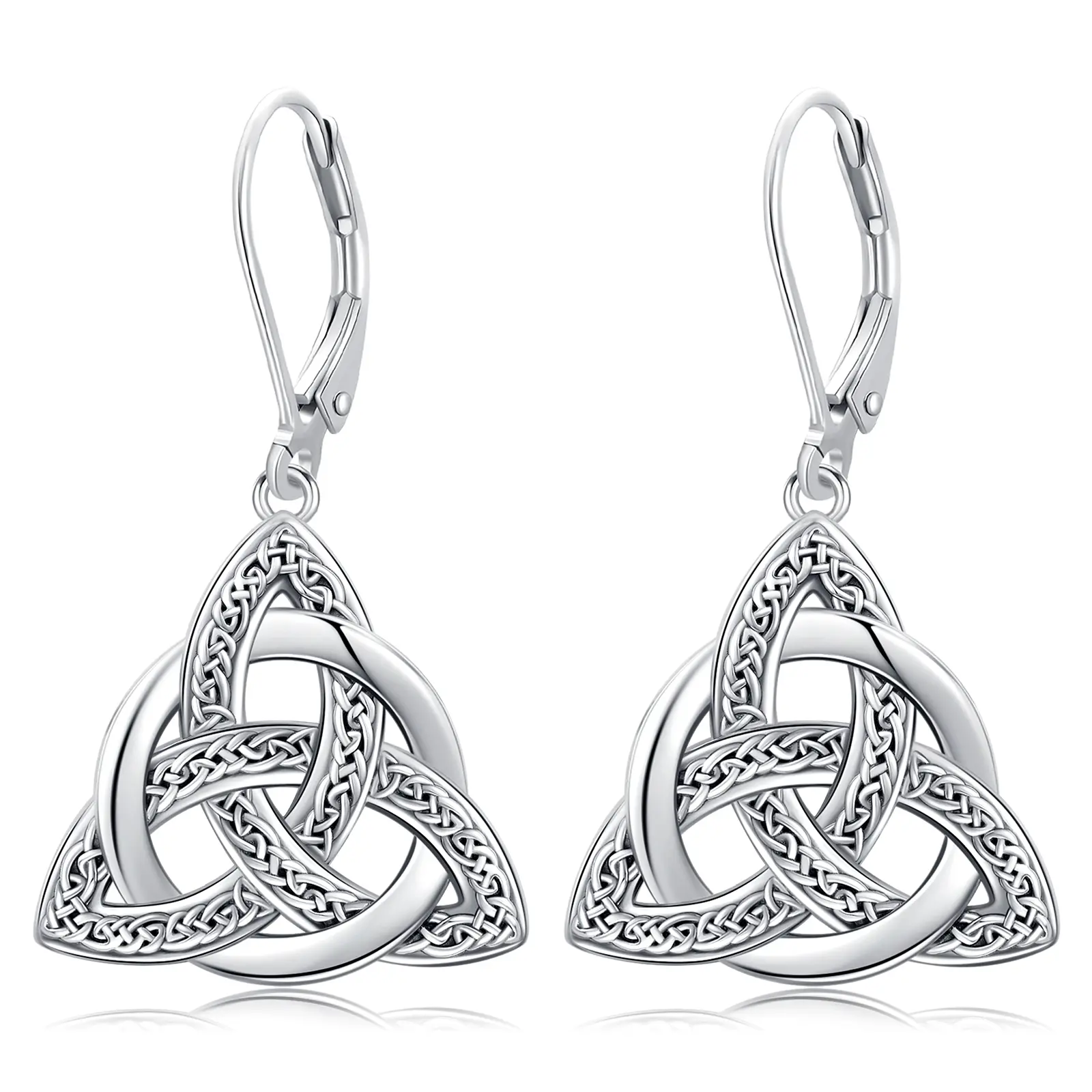 DRINSPER 925 Sterling Silver Hypoallergenic Wiccan Stud Earrings - Unique Design, Lightweight, Triquetra Celtic Knot, Trinity Triangle, Star of David, Pentagram Protection Amulet Jewelry Gift For Adults, Mother's Day, Dainty Earrings, Elegant Studs