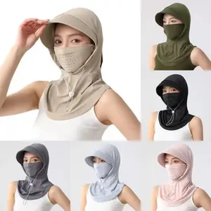 Sun Protection Face Mask Hat - Integrated Summer Sun Hat For Women, Covering The Entire Face, Made Of Smooth Ice Silk, Breathable, Suitable For Driving And Cycling. Multi-Functional