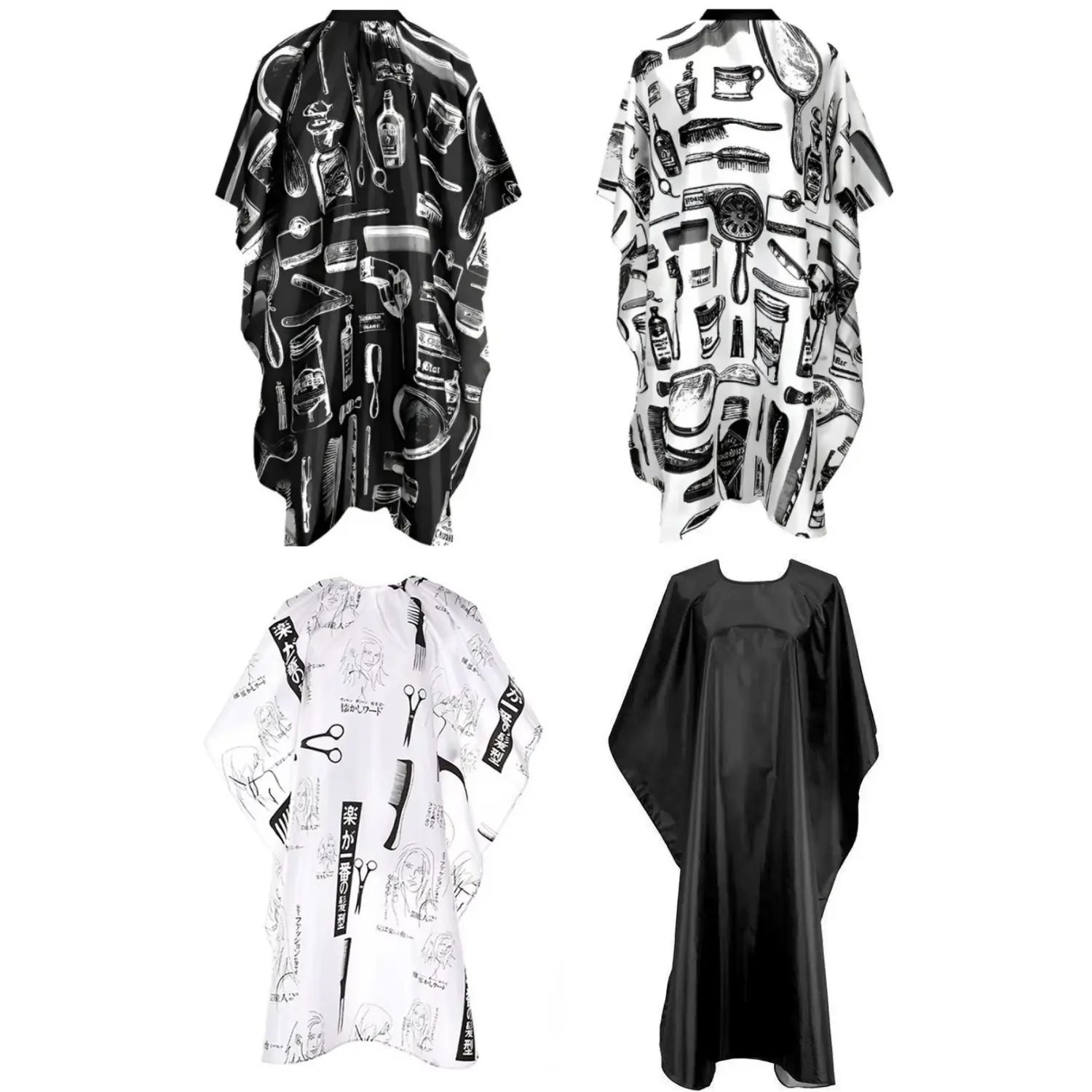 Unisex Adults' 4-Piece Haircare Set, Lightweight Durable Waterproof Nylon Anti-Static Hair Styling Cape with Snap Closure, Quick-Dry Easy-Clean Salon Equipment for Home & Salon Comprehensive Protection (One Size, Nylon)
