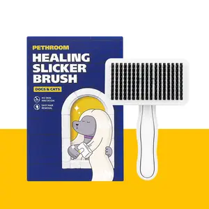 PETHROOM Pet Healing Slicker Brush with One-Touch Clean Button