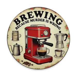 ✨   1PC 8x8inc2D 2 Vintage Metal "Baking Because Is Wrong" Sign, Home Decor Accessory For Kitchen Wall Art, Room Decoration, Suitable For Dining Room, Bar, Cafe, Garage, Durable Foil Etched Metal- Min