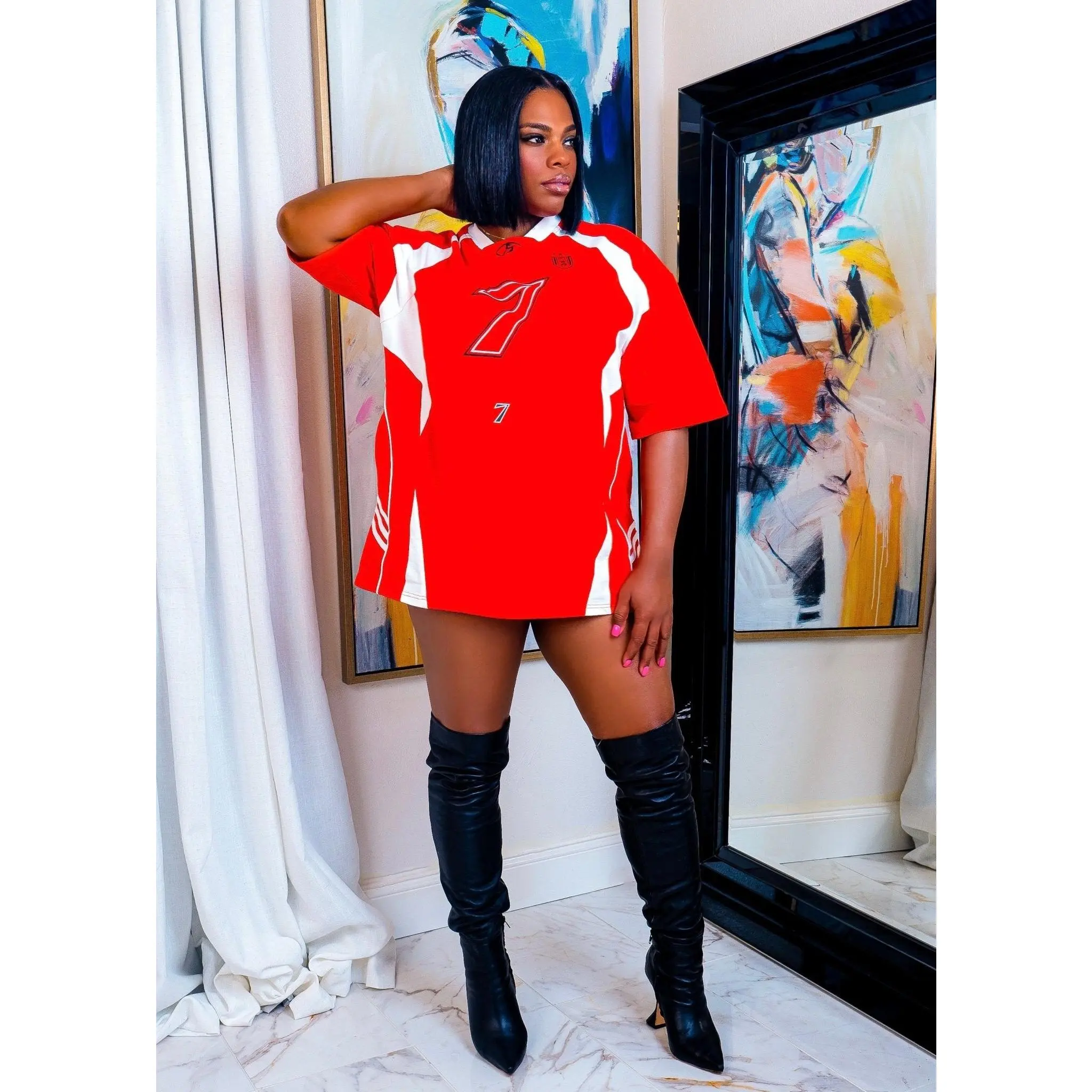 oversize jersey dress Victory Lap Oversized Sporty Streetwear Style 6645D