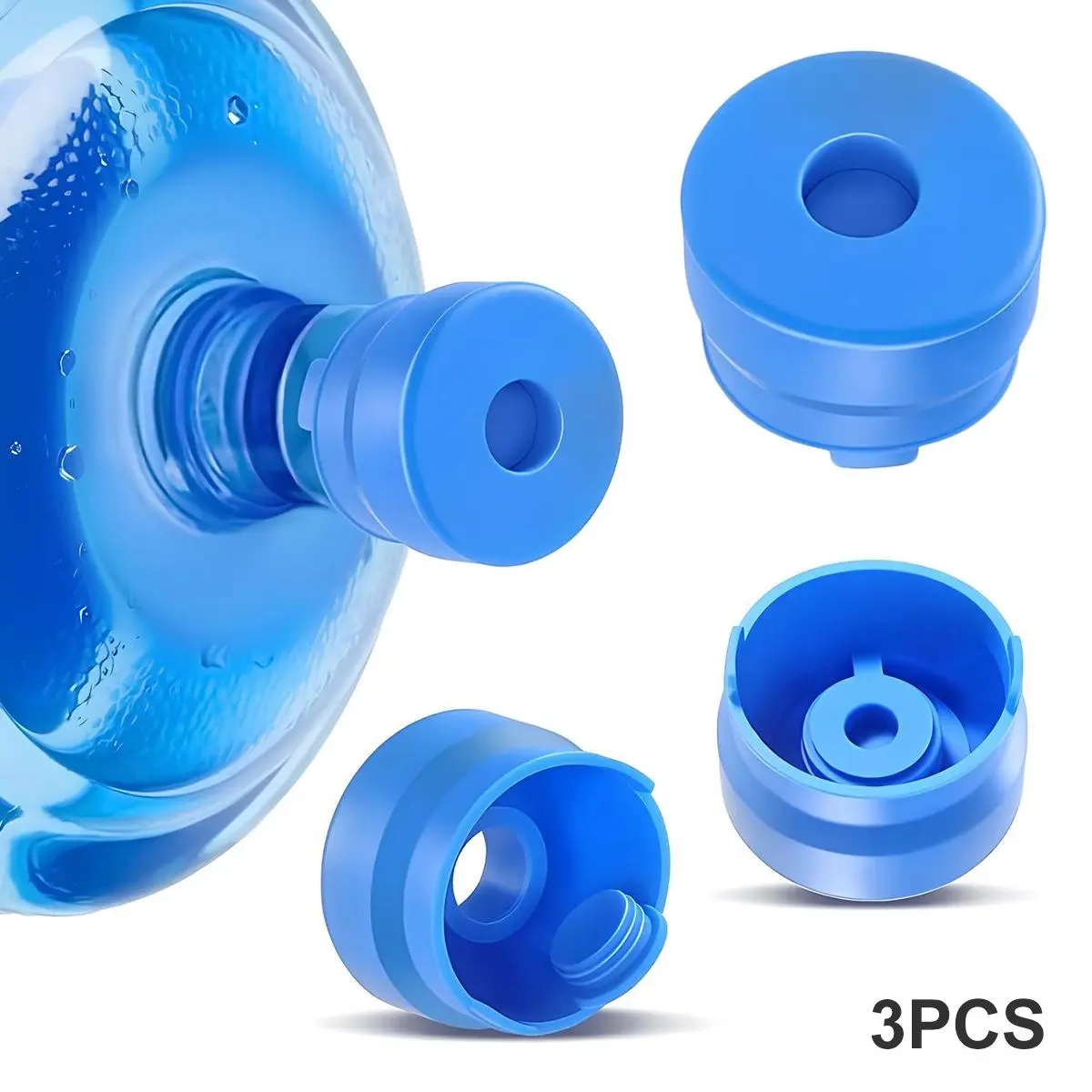 3 and 5 Gallon Water Jug Cap, Silicone Reusable Replacement Cap, Non Spill Bottle Caps for 55mm Bottle Water Dispenser Caps - Pack of 3.Drinkware Accessories for Home Office Dormitory