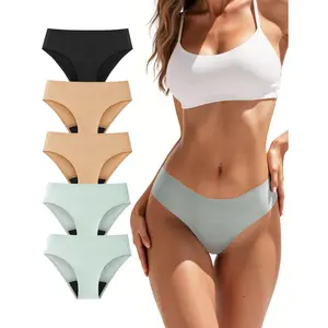 TIICHOO Period Underwear for Women Seamless Leakproof Bikini Regular Absorbency Period Panties 5 Pack