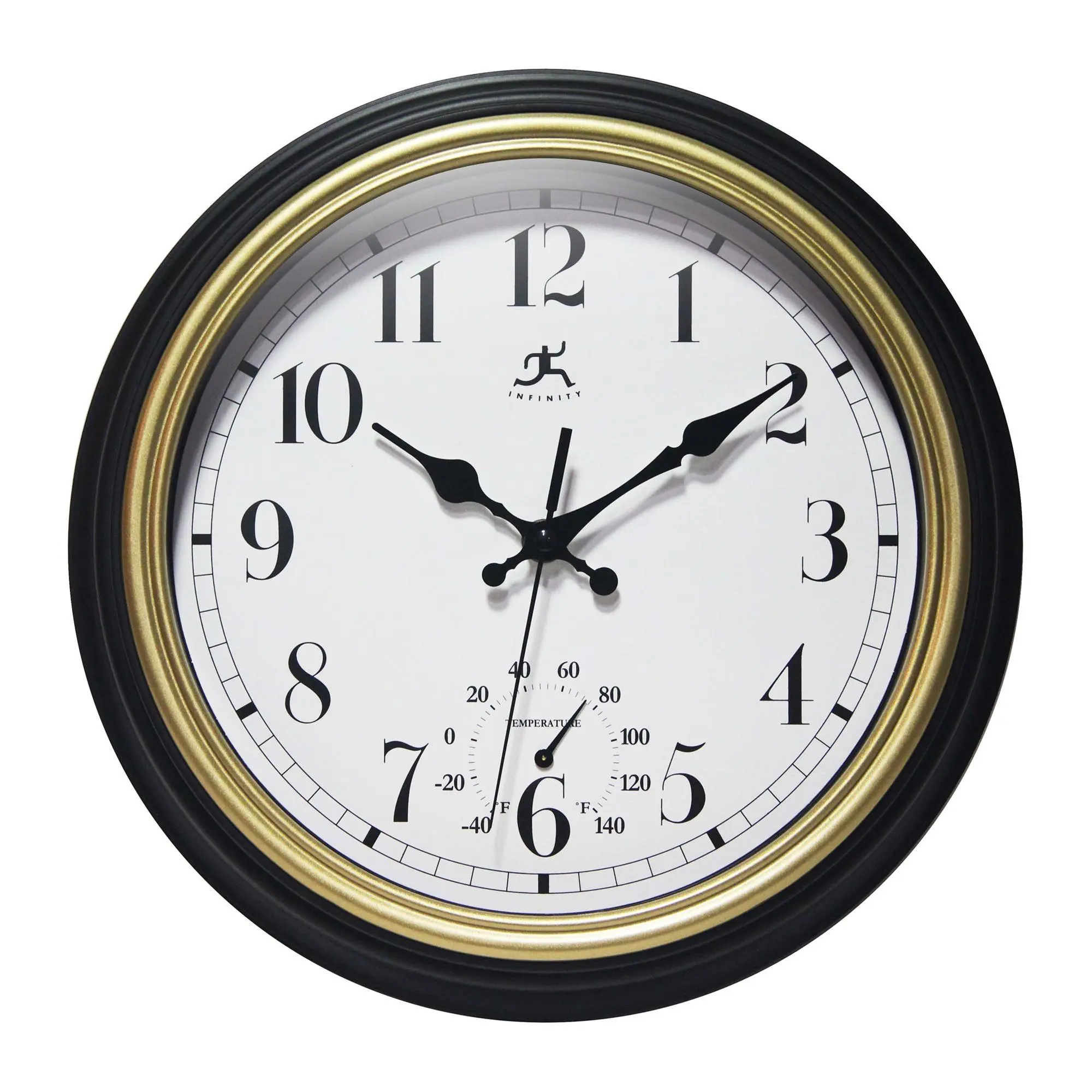 Infinity Instruments Classic Gold Trim In/Outdo or Clock, 12" Infinity Instruments Classic Gold Trim In/Outdo or Clock, 12"