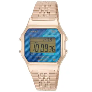 Timex T80 34mm Digital Rose Gold-Tone Unisex Watch TW2V19600