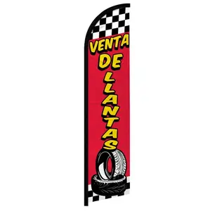 Windproof Polyester Knit Banner Flag - 11.5x2.5 ft, Windless Design, Curved Sleeve, for Home & Festive Party Backdrop Use