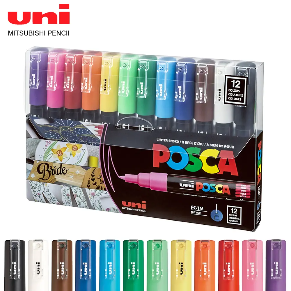12pcs/set Japan Uni POSCA PC-1M 0.7mm Water-based Acrylic Markers, Office & School Supplies, Art Materials, Artist Supplies, Graffiti Marker Assortment Kit & Highlighters, Body Art Tools, Assortment Kit Markers & Highlighters