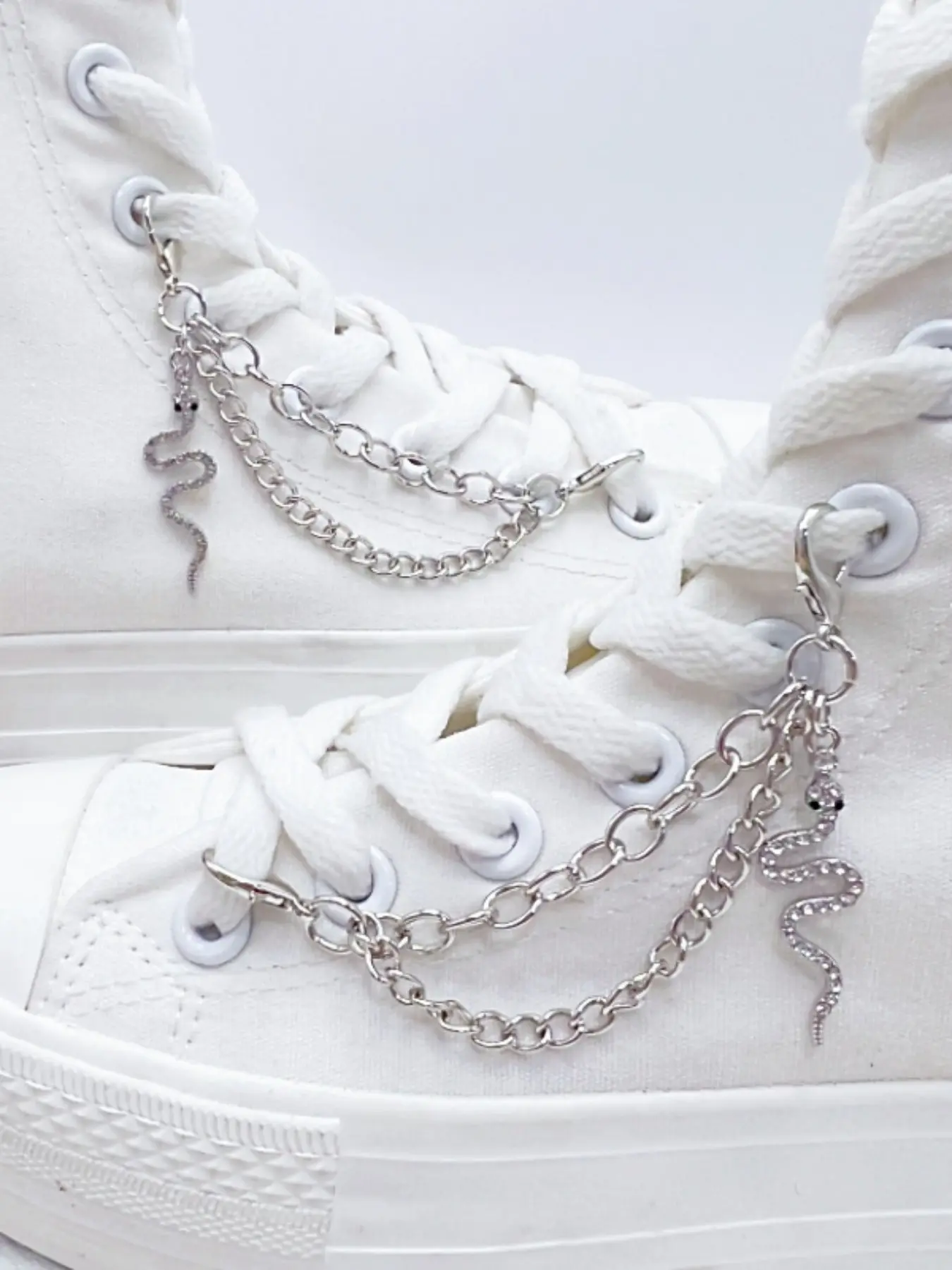 2pcs Water Drill Snake Pendant Layered Shoe Chain, Y2K Style Detachable Shoe Chain, Fashionable Shoe Accessories, Shoe Decoration