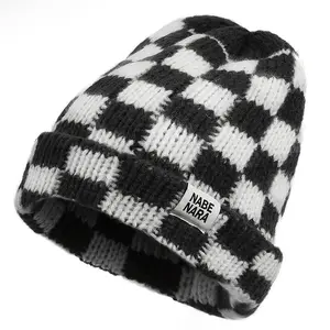 Winter Beanie Hat for Men & Women - Soft Stretch Checkered Cuffed Chunky Knit Warm Skull Cap, Perfect for Daily Wear, Skiing, and Outdoor Activities