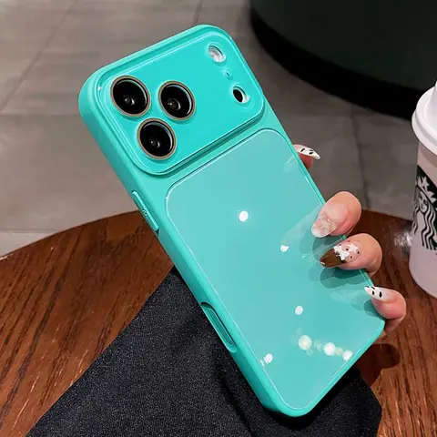 Cute Glossy Smooth Soft TPU Phone Case, Skin-Feel Soft TPU Bumper & Hard PC Back, Full Lens Protection, Cute Minimalist , Compatible with iPhone 18/17/16/15/14/13 Pro Max Plus Air, Tiffany Blue